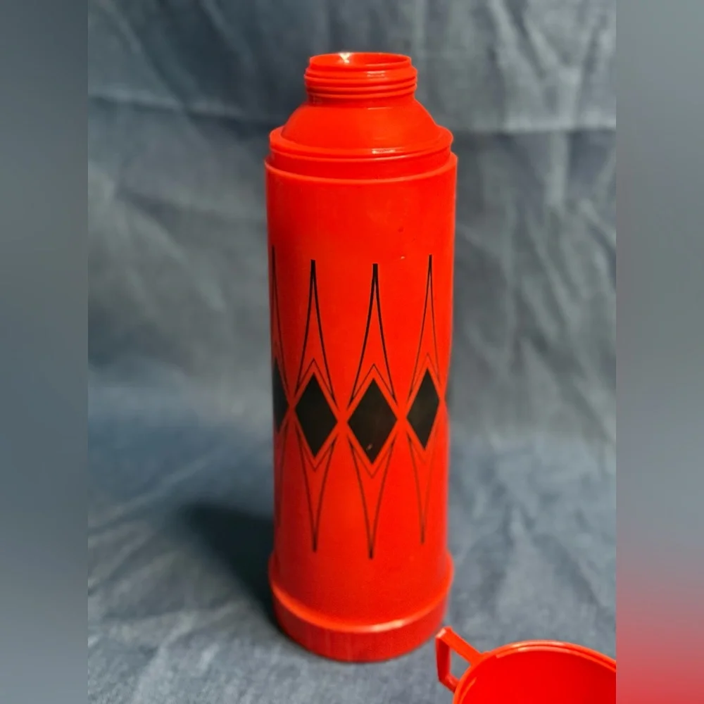 Vintage 70’s King Seeley Thermos TALL 13 Vacuum Bottle FillerStopper Red
